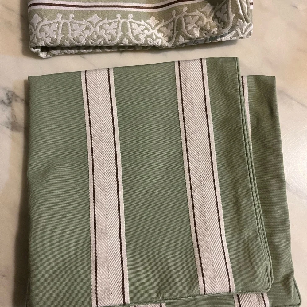 Restoration Hardware Green and Cream Patterned pillow shams (3)